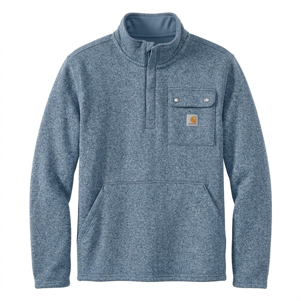 Carhartt Mens Blue Relaxed Fit Quarter Snap Pullover Sweater TS6378-M Medium